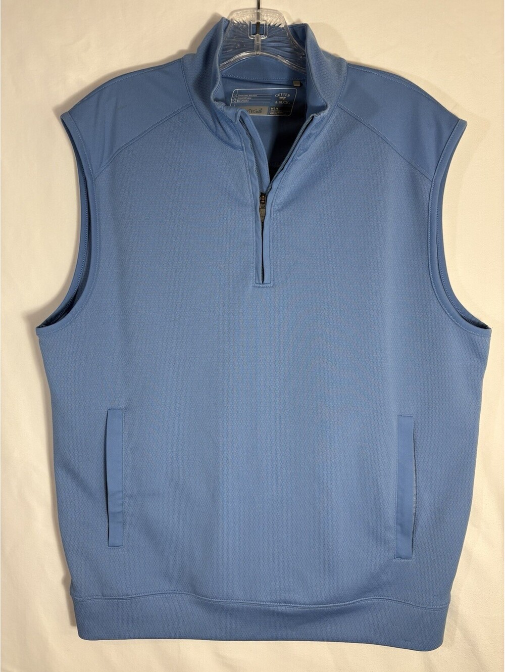 Cutter & Buck CB DryTec Golf Vest Mens M Blue 1/4 Zip Performance Sleeveless